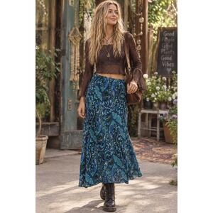 VTG Womens Y2K 90s Paisley Floral Skirt Sz 10 Midi Fairy Grunge Phoebe Flowy